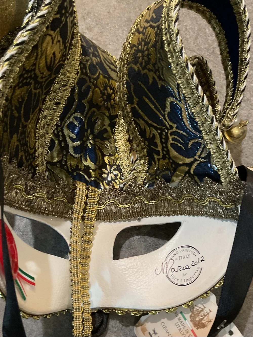 Pier 1 Blue, Gold and White Venetian Jester Masquerade